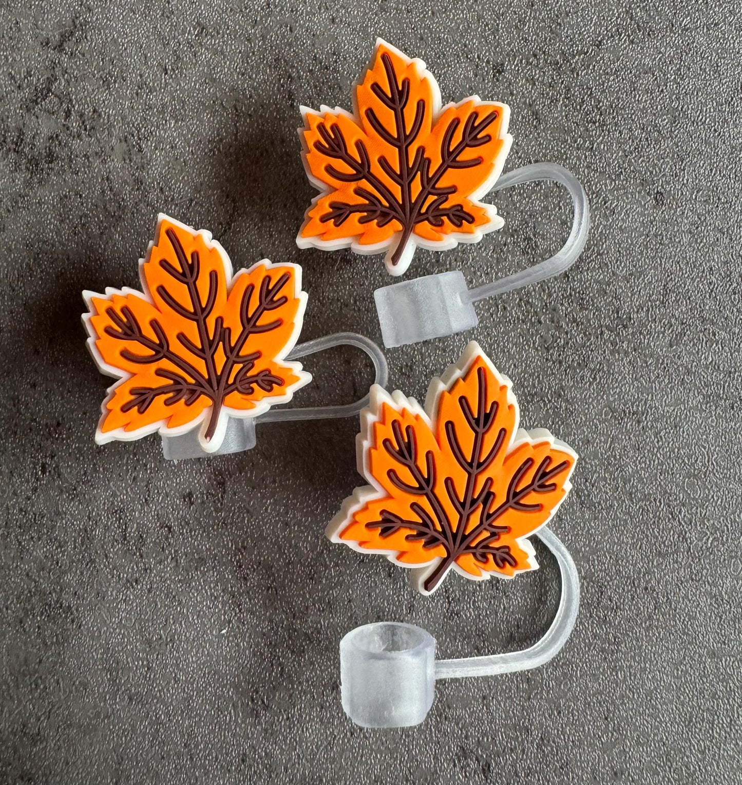 Autumn Leaf Orange 10mm Straw Topper