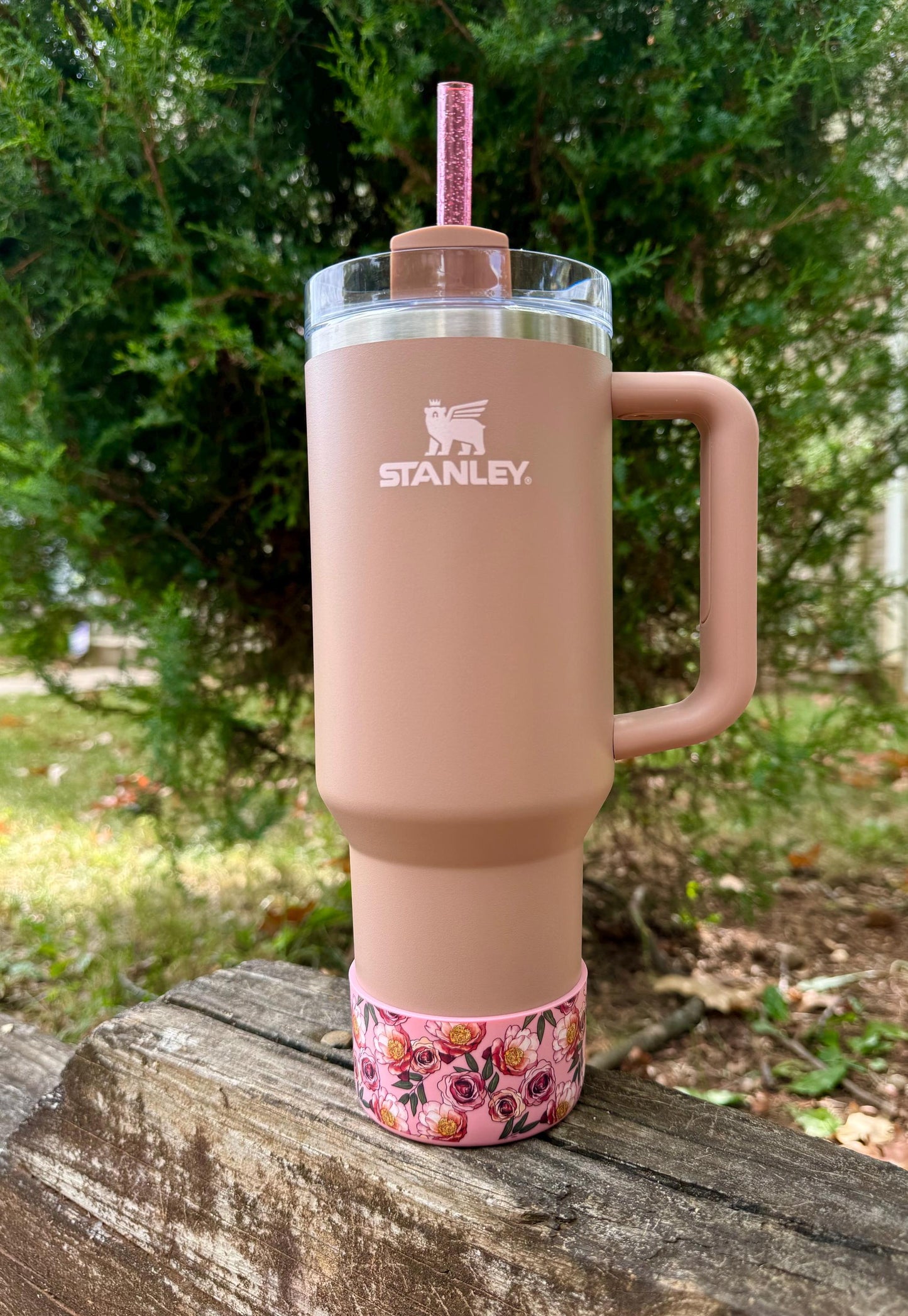 Blushing Birthday Blooms Limited Edition Set - Silicone Stanley Tumbler Boot and Sparkly Straw 20-40oz