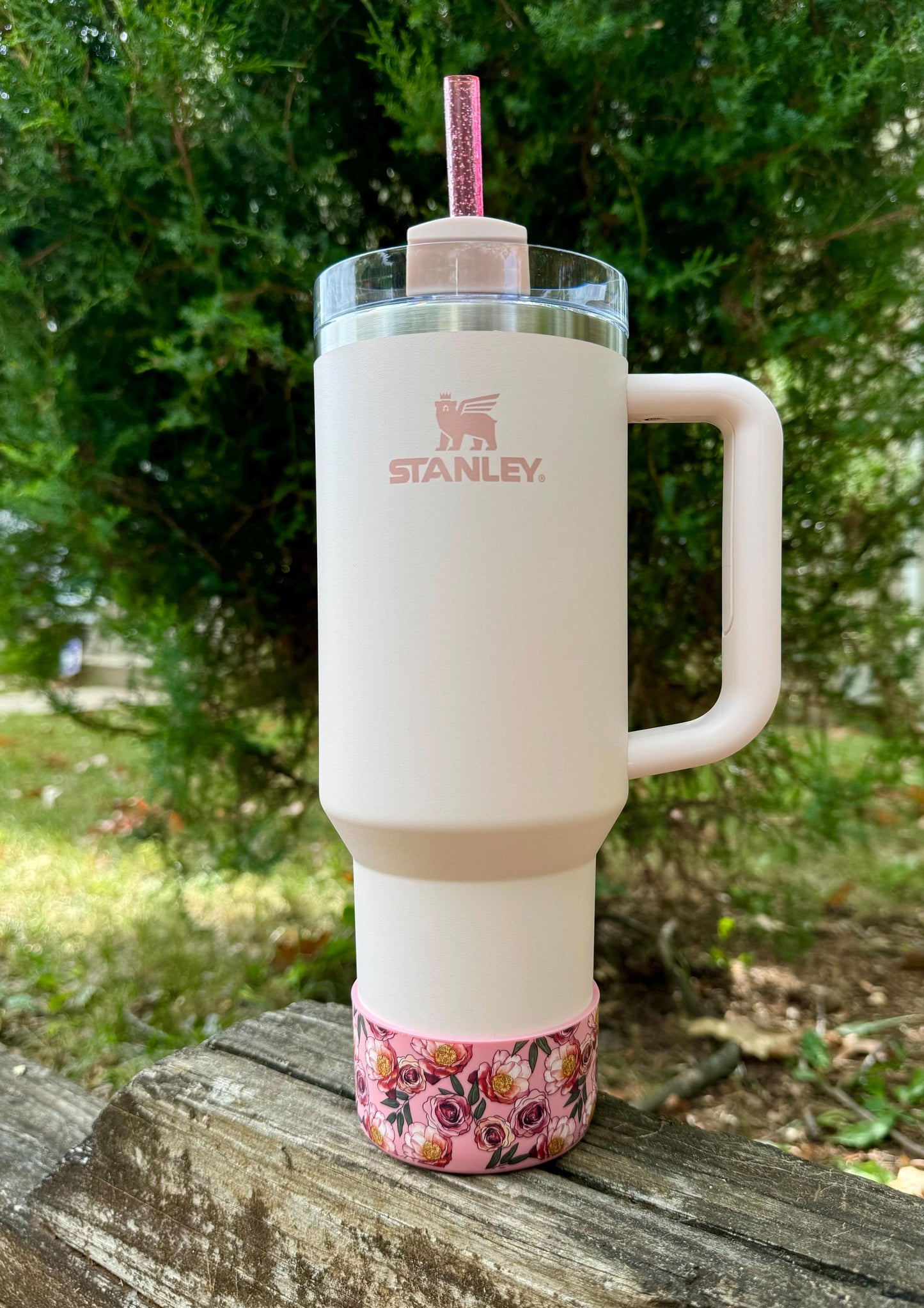 Blushing Birthday Blooms Limited Edition Set - Silicone Stanley Tumbler Boot and Sparkly Straw 20-40oz