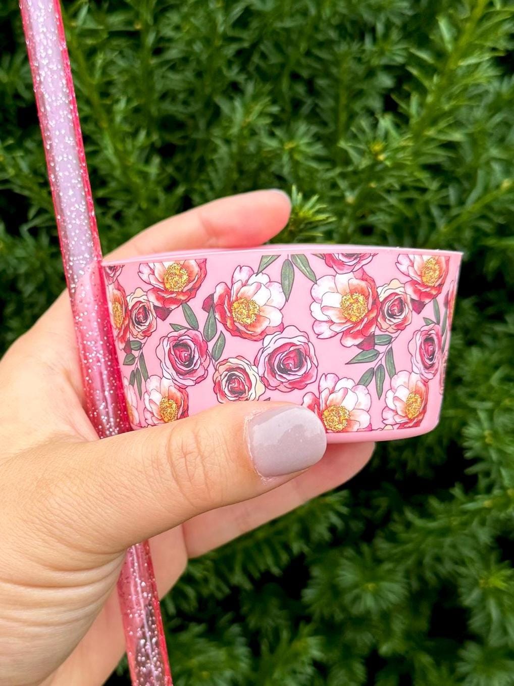 Blushing Birthday Blooms Limited Edition Set - Silicone Stanley Tumbler Boot and Sparkly Straw 20-40oz