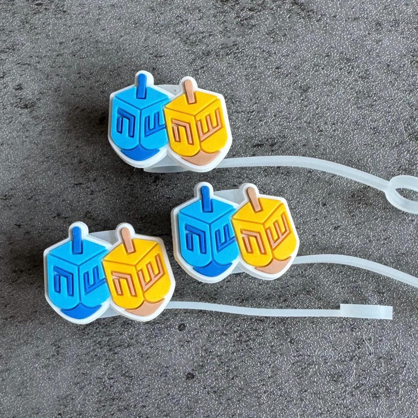 Hanukkah Dreidels 10mm Straw Topper