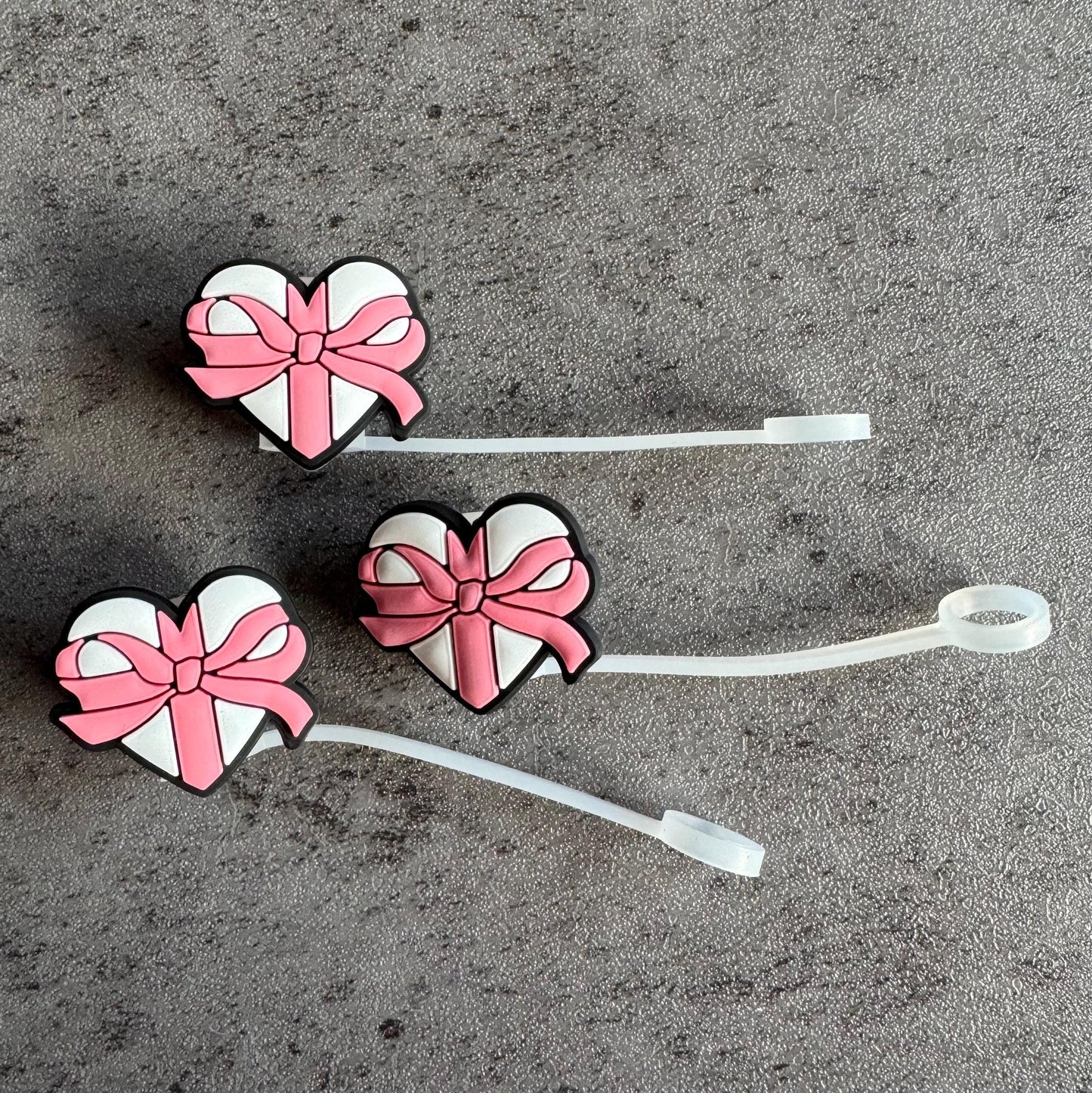 Valentine Heart Present 10mm Straw Topper