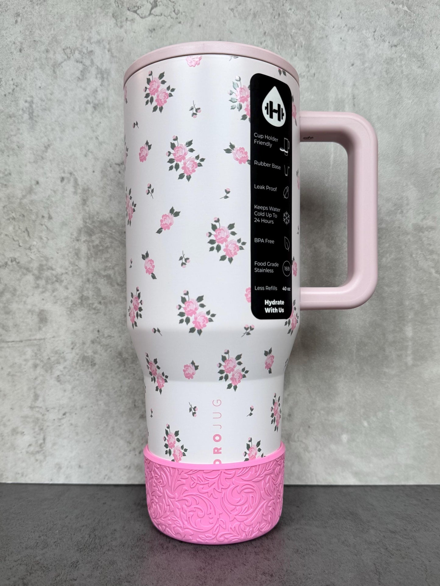The Baroque Collection - Peony Pink - Silicone Stanley Tumbler Boot 20-40oz