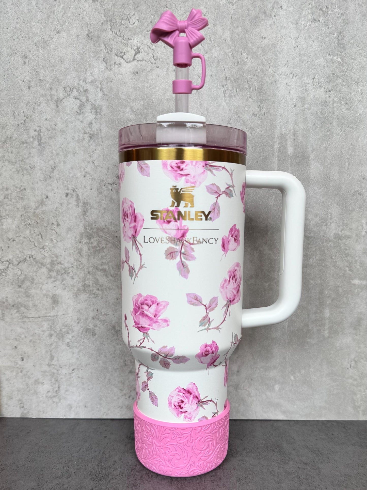 The Baroque Collection - Peony Pink - Silicone Stanley Tumbler Boot 20-40oz