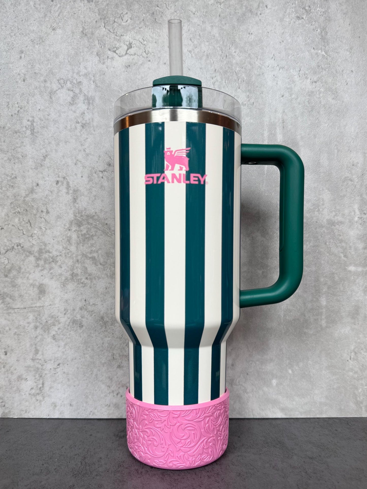 The Baroque Collection - Peony Pink Shimmer - Silicone Stanley Tumbler Boot 20-40oz