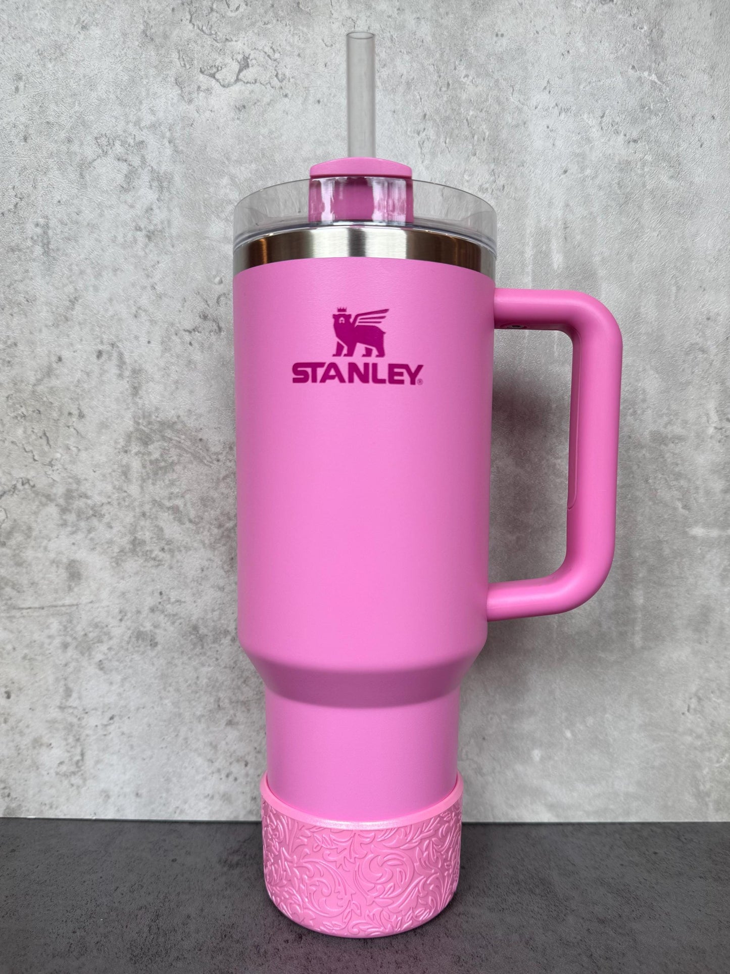 The Baroque Collection - Peony Pink Shimmer - Silicone Stanley Tumbler Boot 20-40oz