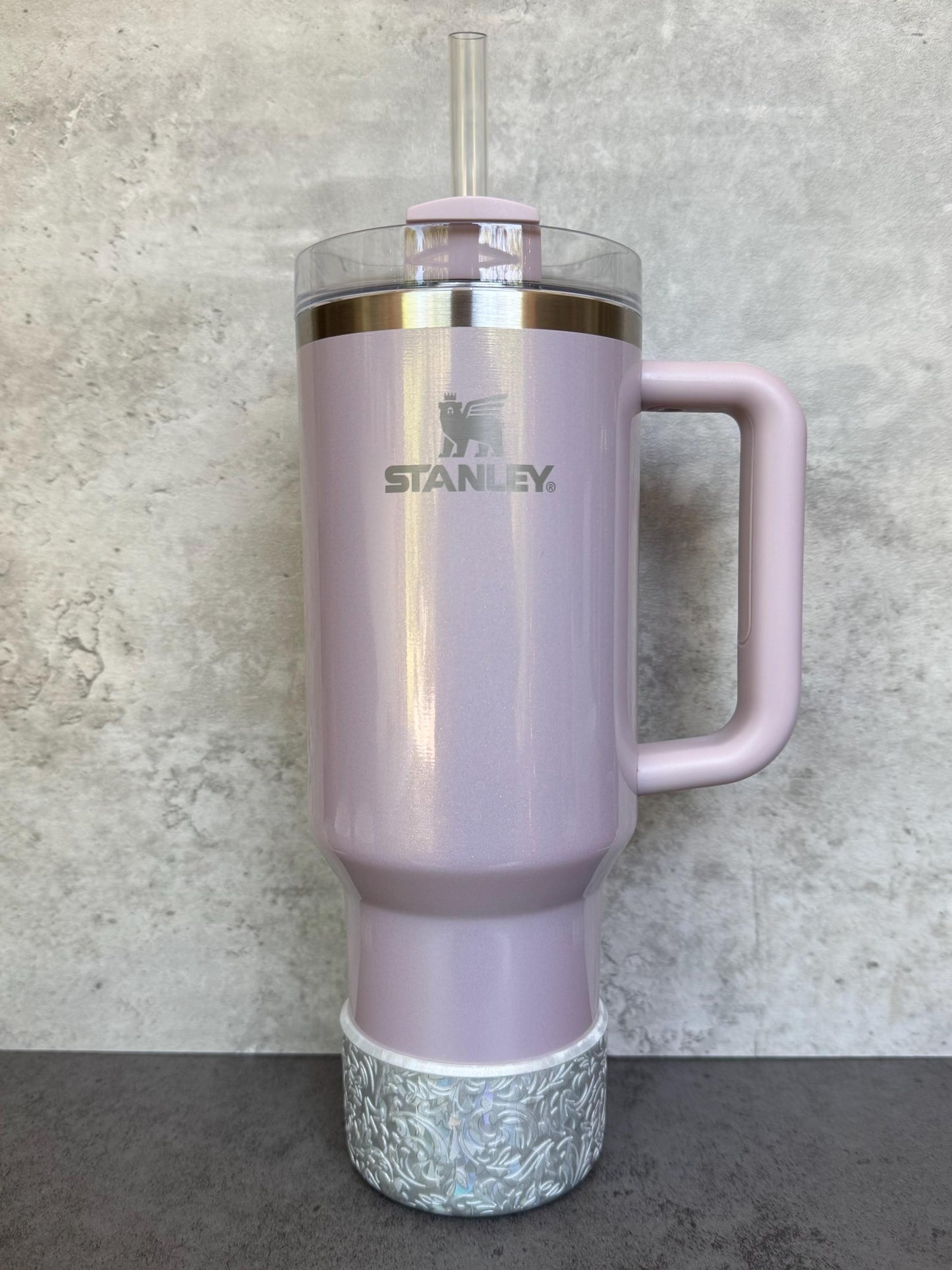 The Baroque Collection - Iridescent Silver Metallic - Silicone Stanley Tumbler Boot 20-40oz