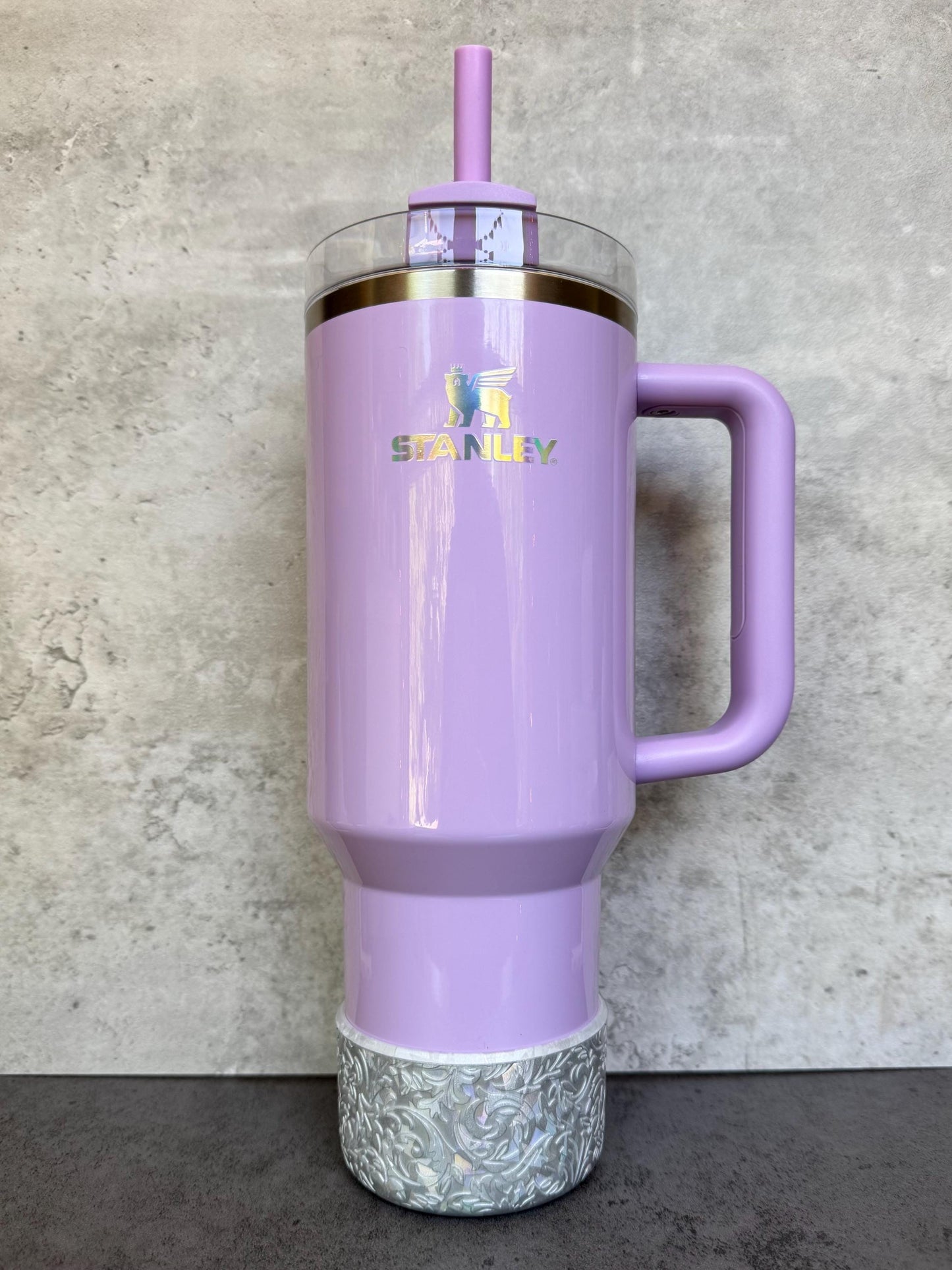 The Baroque Collection - Iridescent Silver Metallic - Silicone Stanley Tumbler Boot 20-40oz