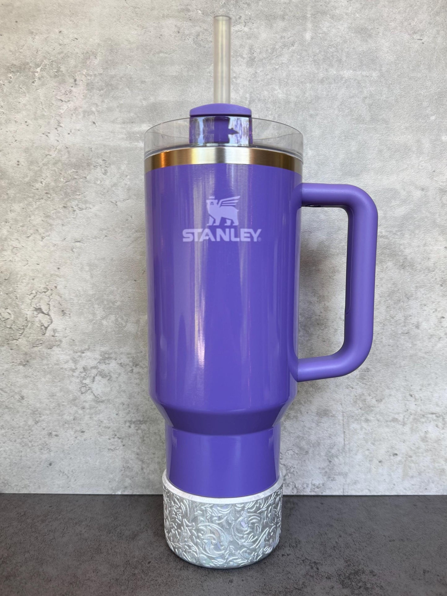 The Baroque Collection - Iridescent Silver Metallic - Silicone Stanley Tumbler Boot 20-40oz