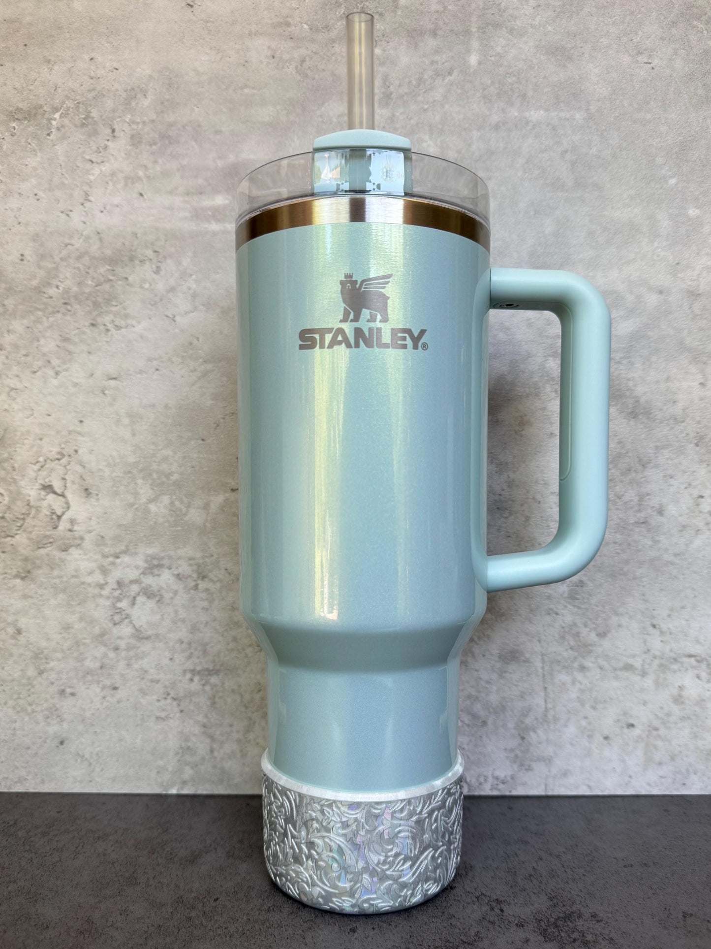 The Baroque Collection - Iridescent Silver Metallic - Silicone Stanley Tumbler Boot 20-40oz