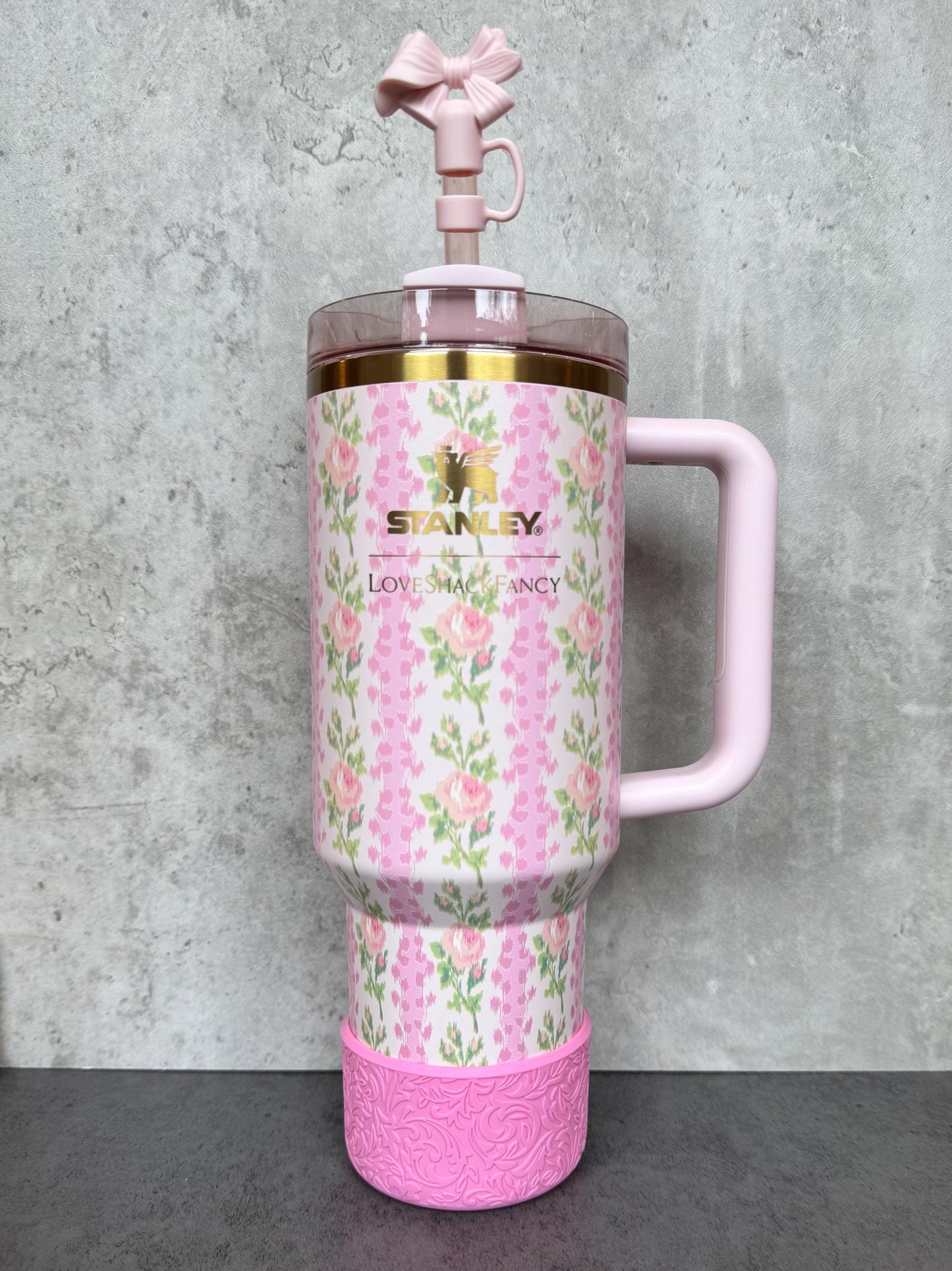 The Baroque Collection - Peony Pink - Silicone Stanley Tumbler Boot 20-40oz