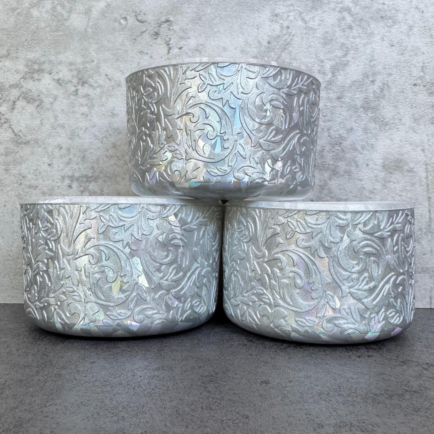 The Baroque Collection - Iridescent Silver Metallic - Silicone Stanley Tumbler Boot 20-40oz