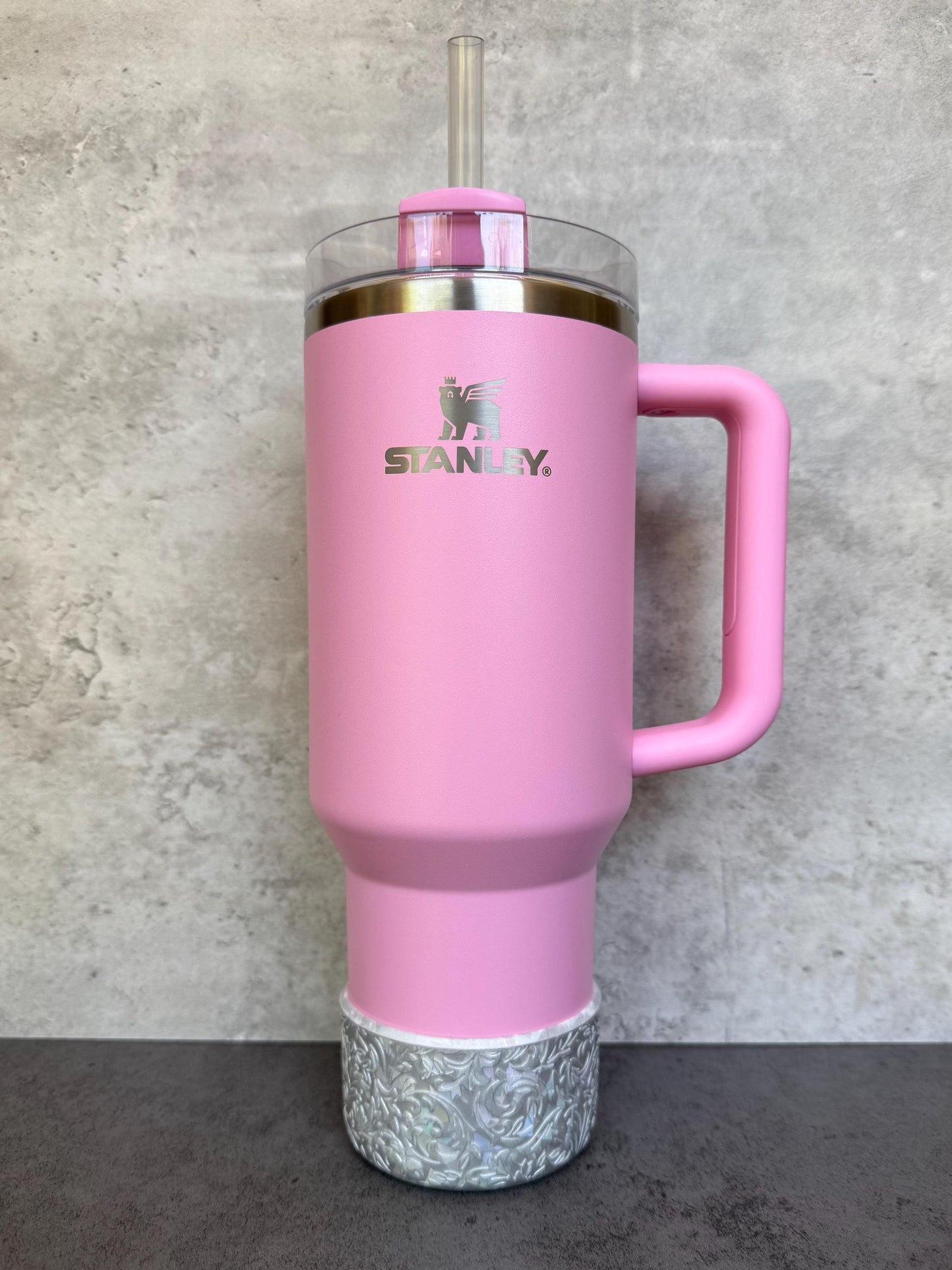 The Baroque Collection - Iridescent Silver Metallic - Silicone Stanley Tumbler Boot 20-40oz