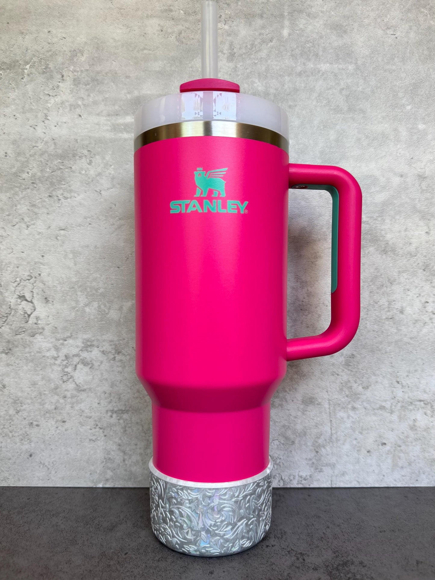 The Baroque Collection - Iridescent Silver Metallic - Silicone Stanley Tumbler Boot 20-40oz