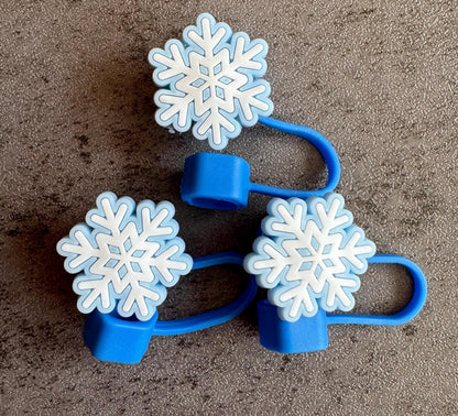 Snowflake Blue 10mm Straw Topper