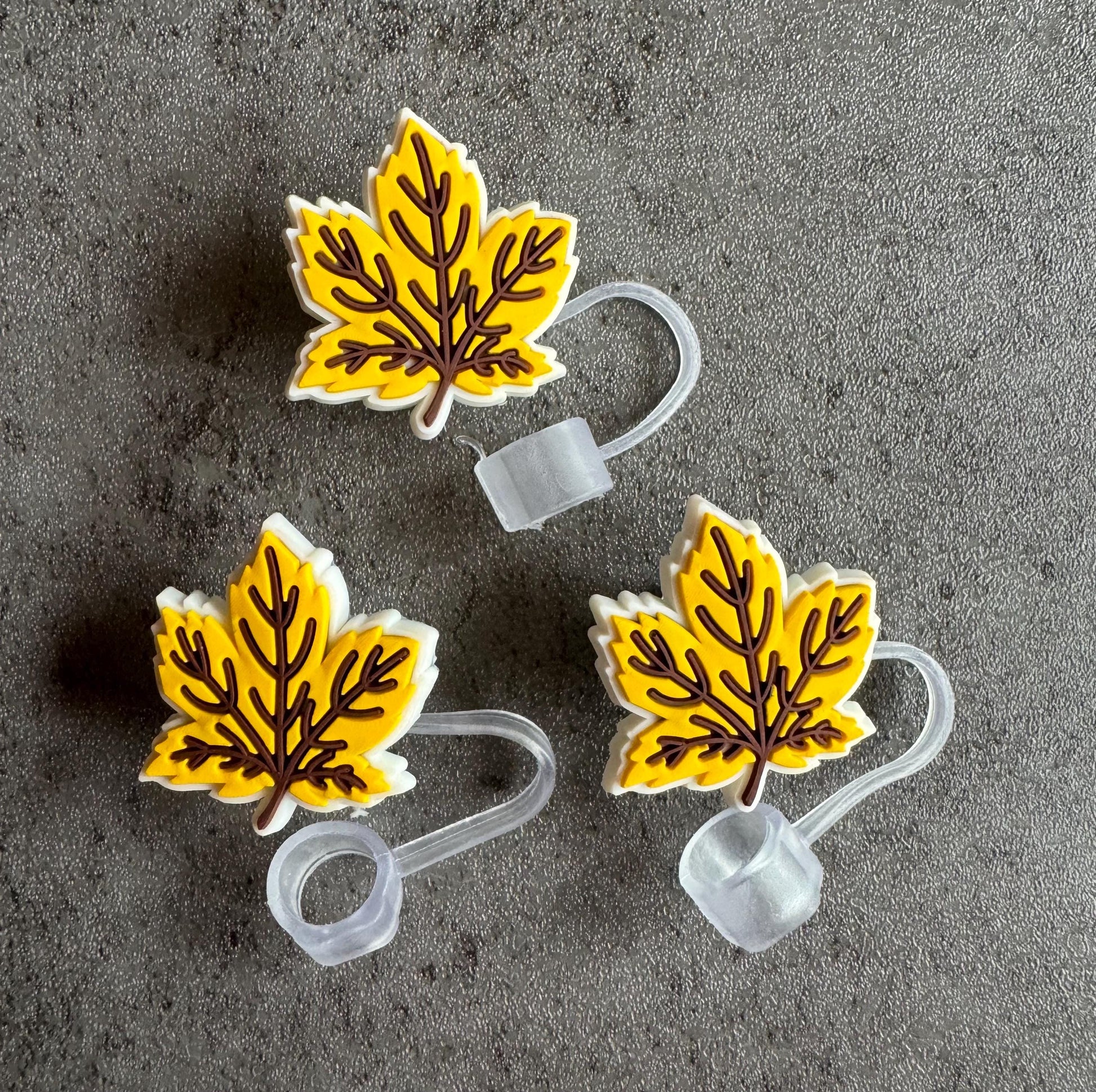 Autumn Leaf Yellow 10mm Straw Topper