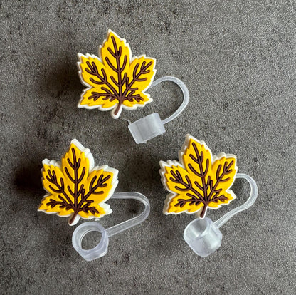 Autumn Leaf Yellow 10mm Straw Topper