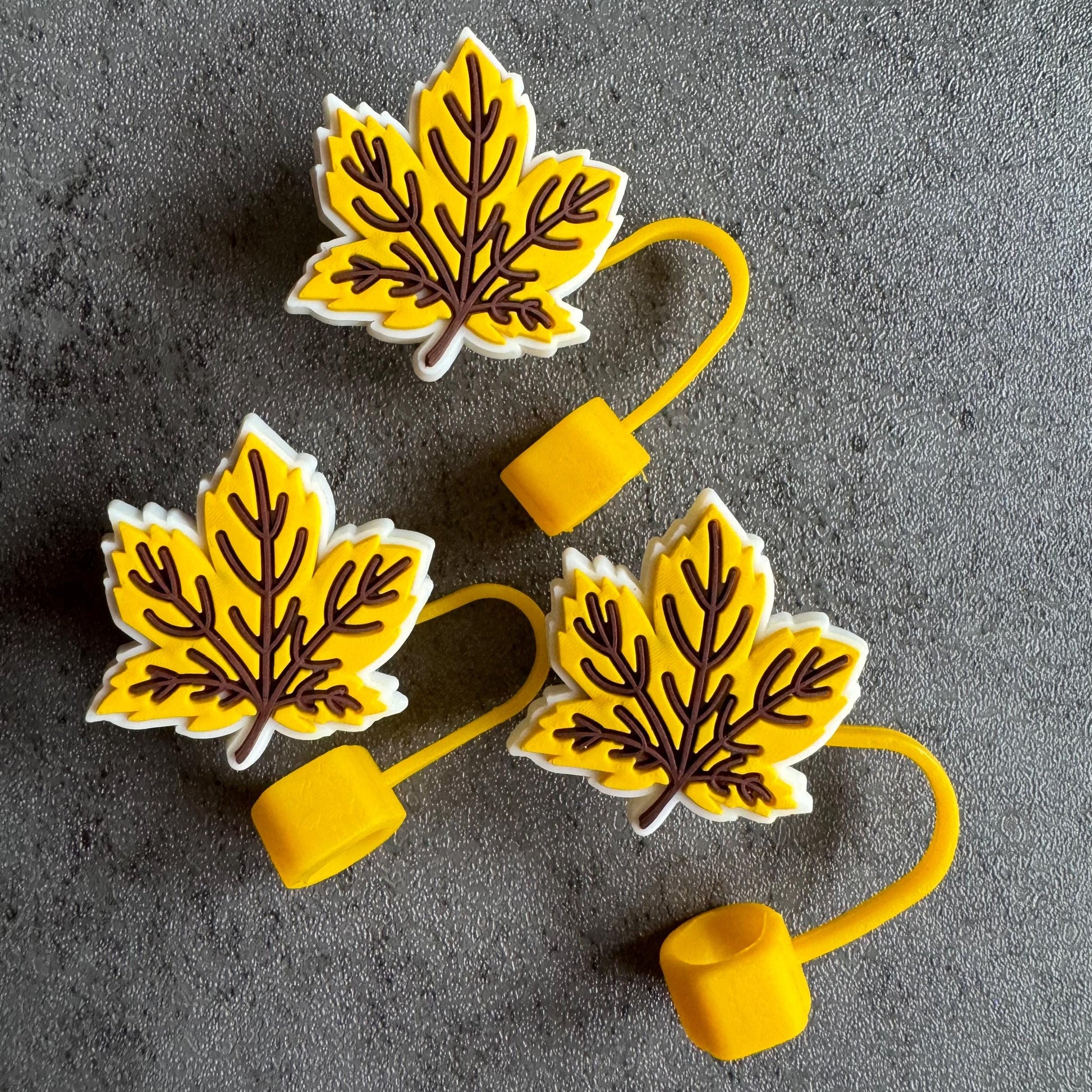 Autumn Leaf Yellow 10mm Straw Topper