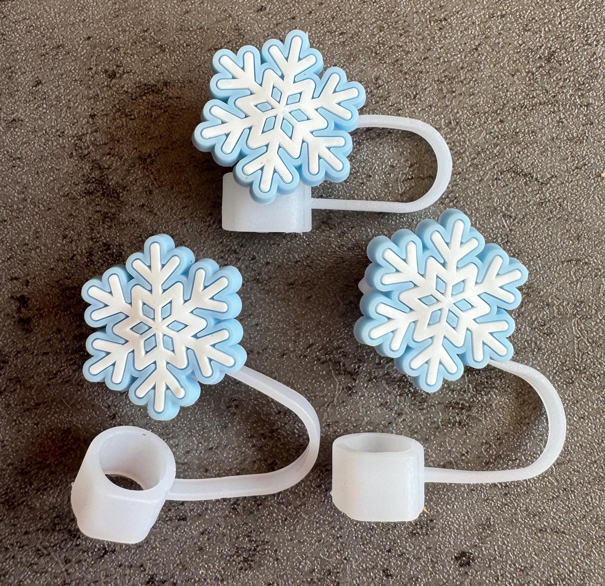 Snowflake Blue 10mm Straw Topper