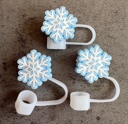 Snowflake Blue 10mm Straw Topper