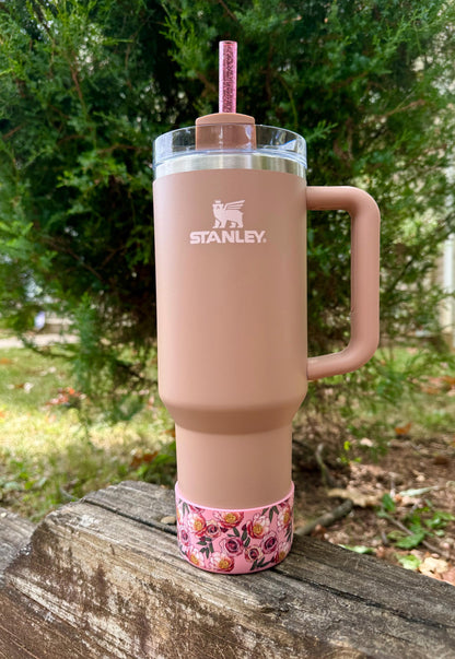 Blushing Birthday Blooms Limited Edition Set - Silicone Stanley Tumbler Boot and Sparkly Straw 20-40oz