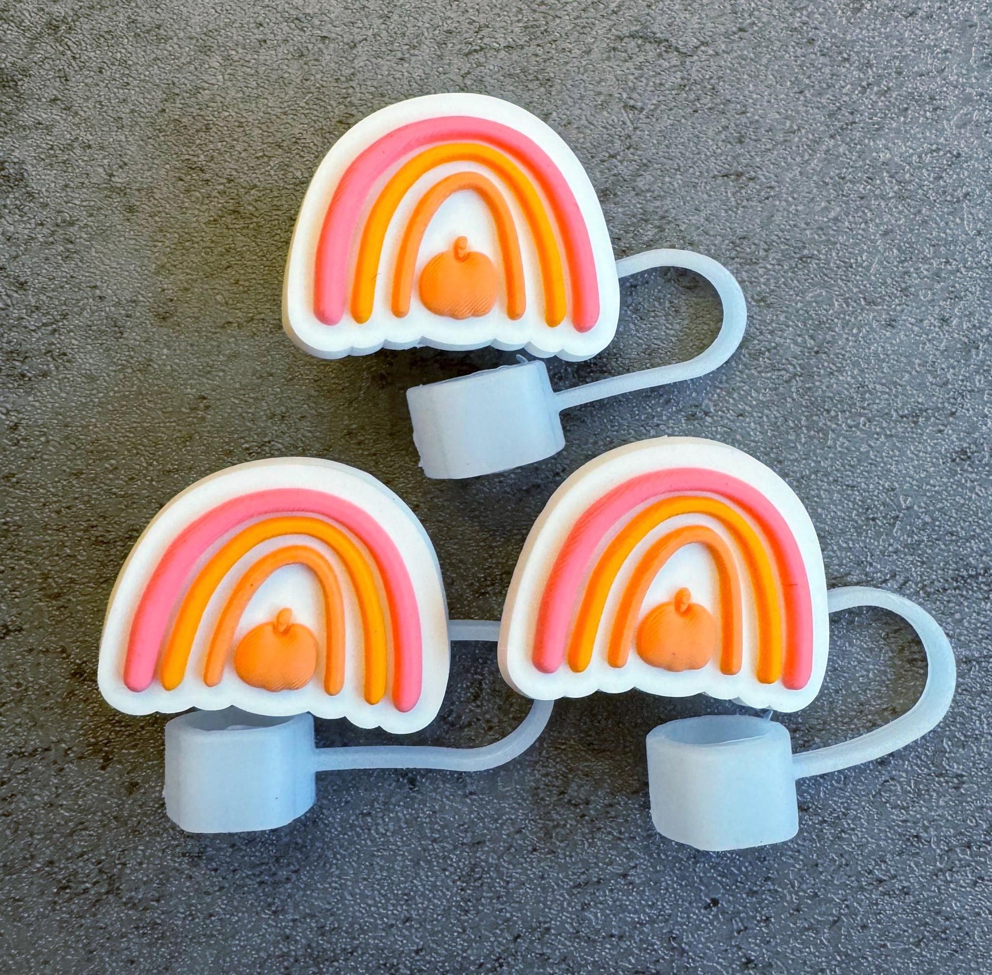Pastel Pumpkin Rainbow 10mm Straw Topper
