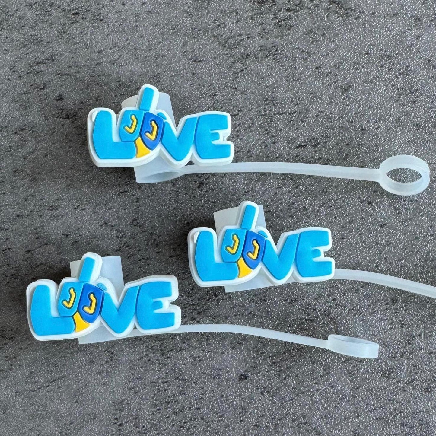 Hanukkah Dreidel LOVE 10mm Straw Topper