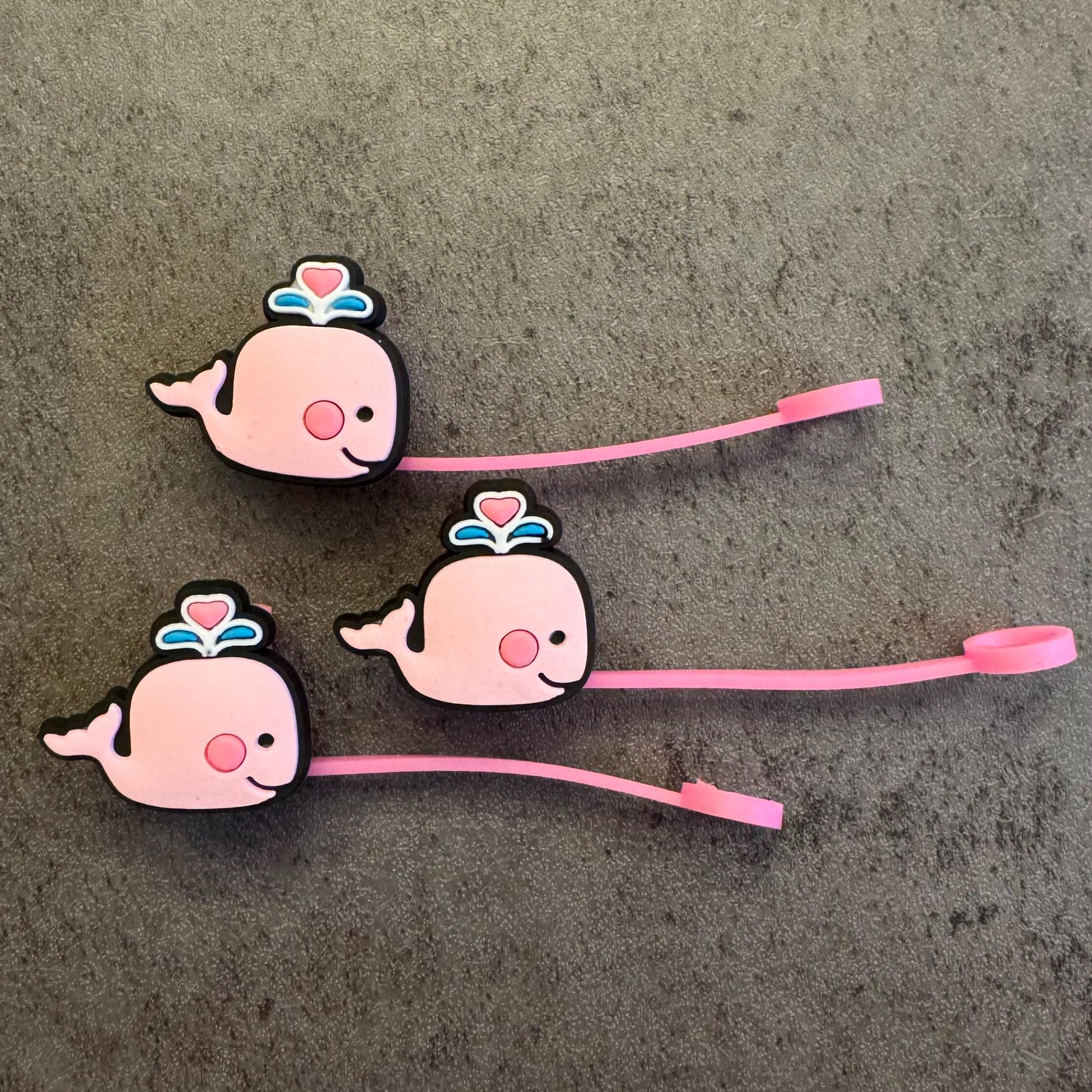 Pink Valentine Whale 10mm Straw Topper