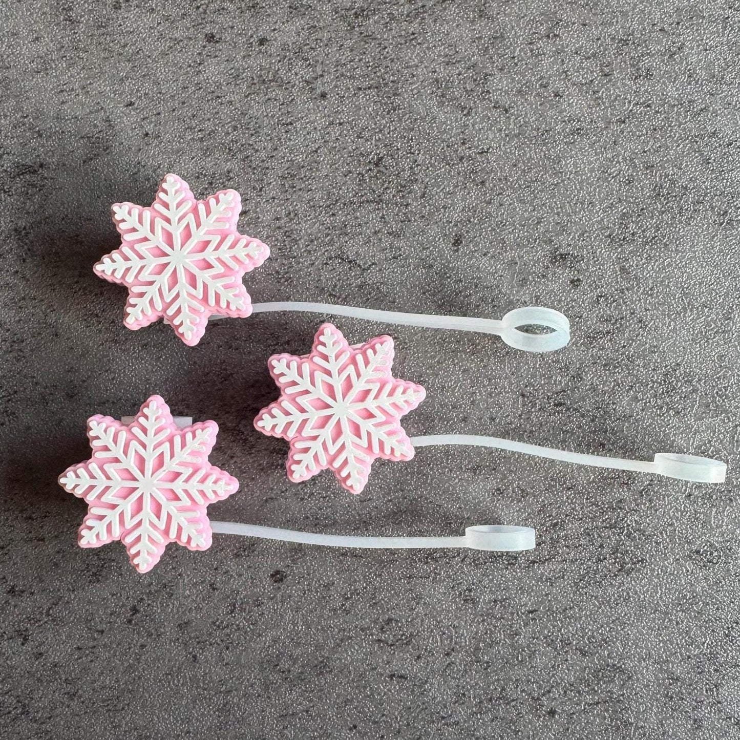 Snowflake Pink 10mm Straw Topper