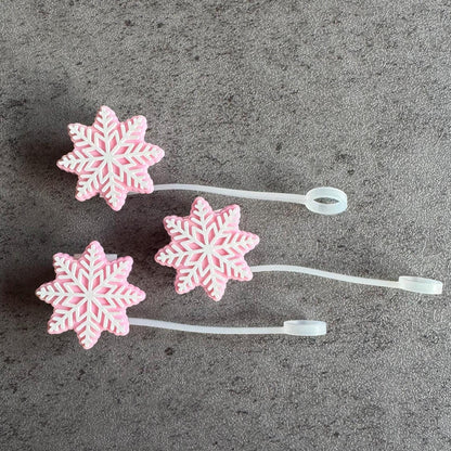 Snowflake Pink 10mm Straw Topper