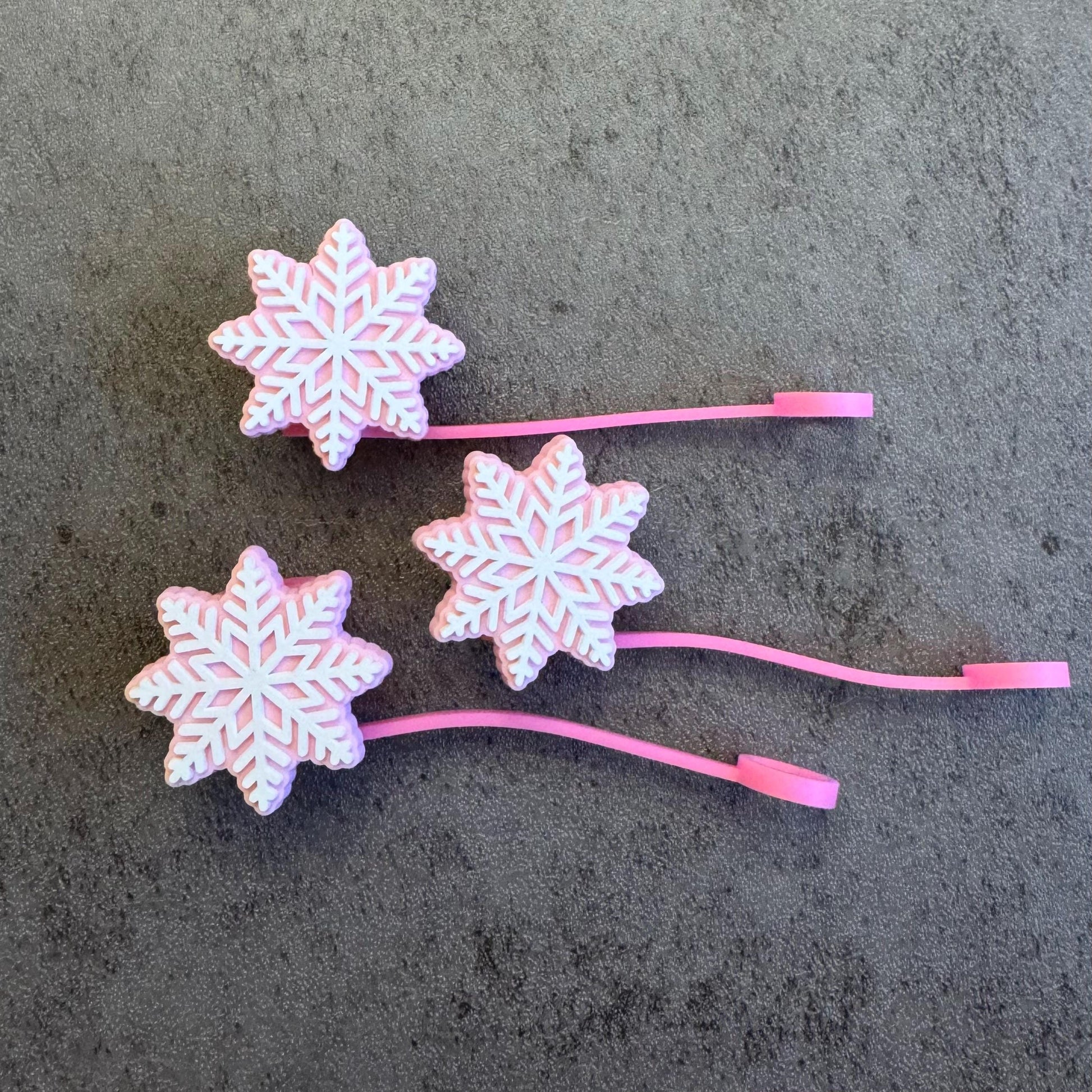 Snowflake Pink 10mm Straw Topper