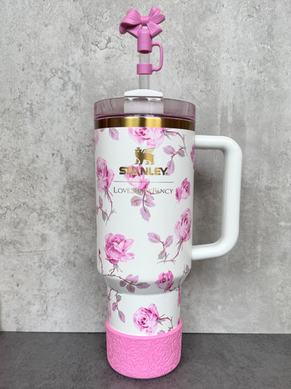 The Baroque Collection - Peony Pink - Silicone Stanley Tumbler Boot 20-40oz