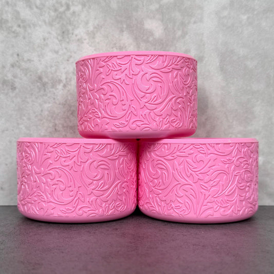 The Baroque Collection - Peony Pink Shimmer - Silicone Stanley Tumbler Boot 20-40oz