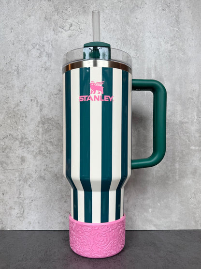 The Baroque Collection - Peony Pink Shimmer - Silicone Stanley Tumbler Boot 20-40oz