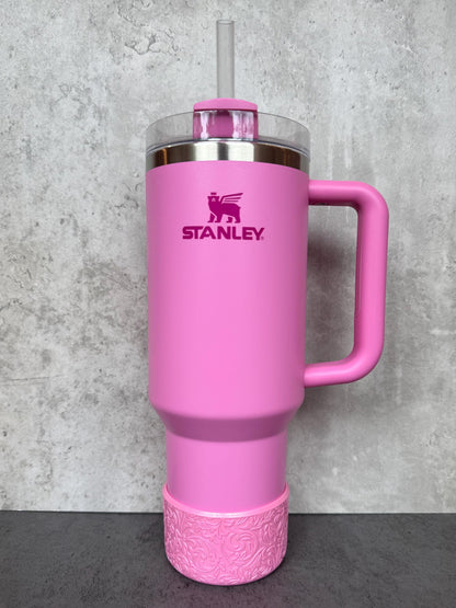The Baroque Collection - Peony Pink Shimmer - Silicone Stanley Tumbler Boot 20-40oz