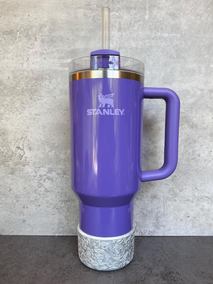 The Baroque Collection - Iridescent Silver Metallic - Silicone Stanley Tumbler Boot 20-40oz