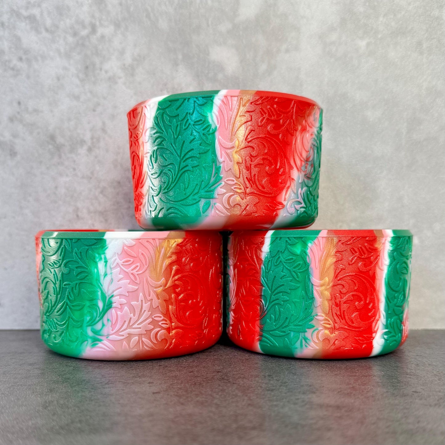 The Baroque Collection - Candy Cane Stripe - Silicone Tumbler Boot 20-40oz