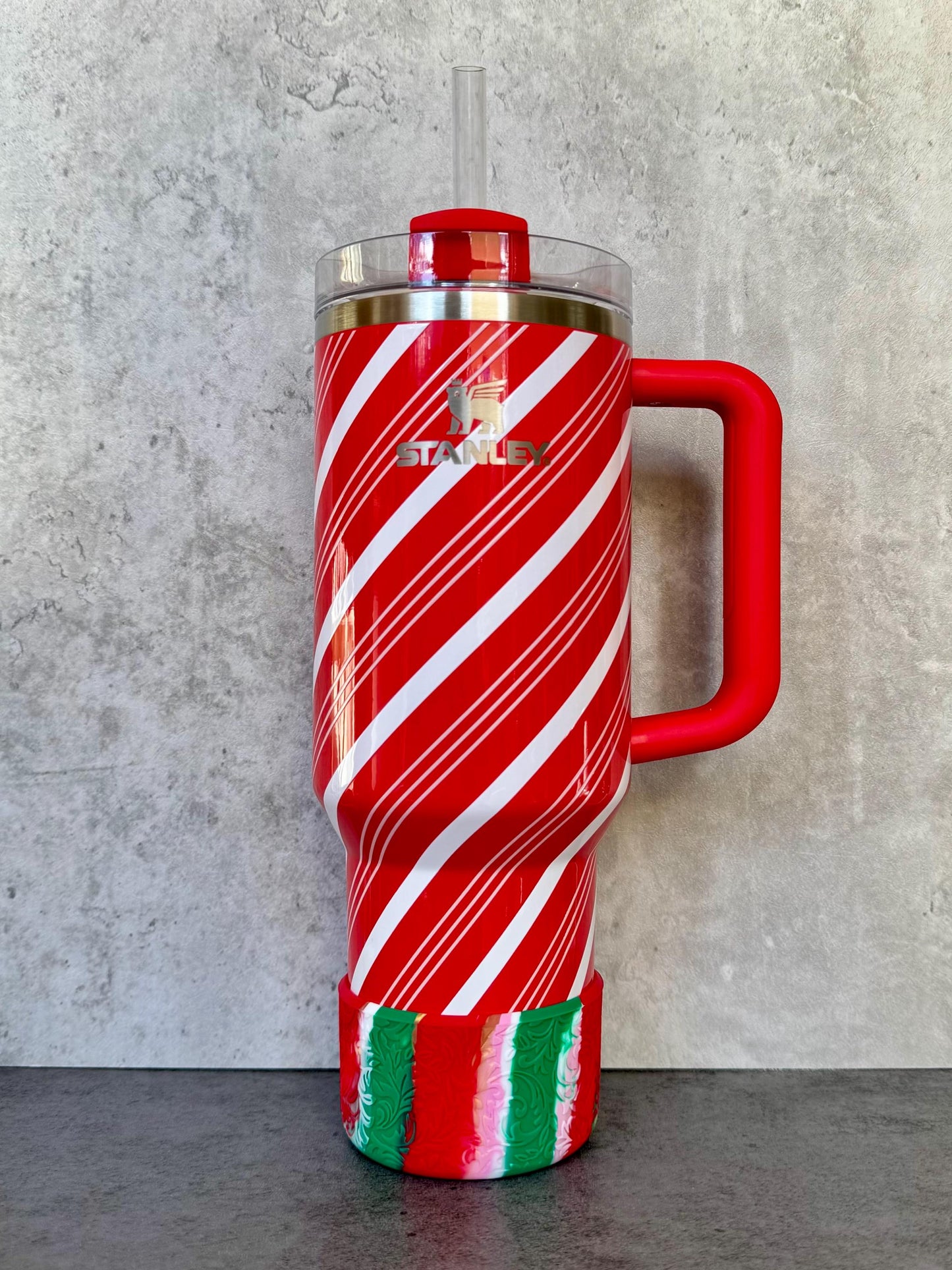 The Baroque Collection - Candy Cane Stripe - Silicone Tumbler Boot 20-40oz