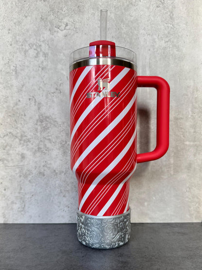 The Baroque Collection - Silver Metallic - Silicone Tumbler Boot 20-40oz