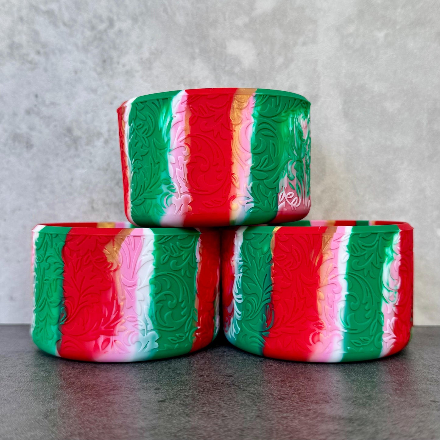 The Baroque Collection - Candy Cane Stripe - Silicone Tumbler Boot 20-40oz