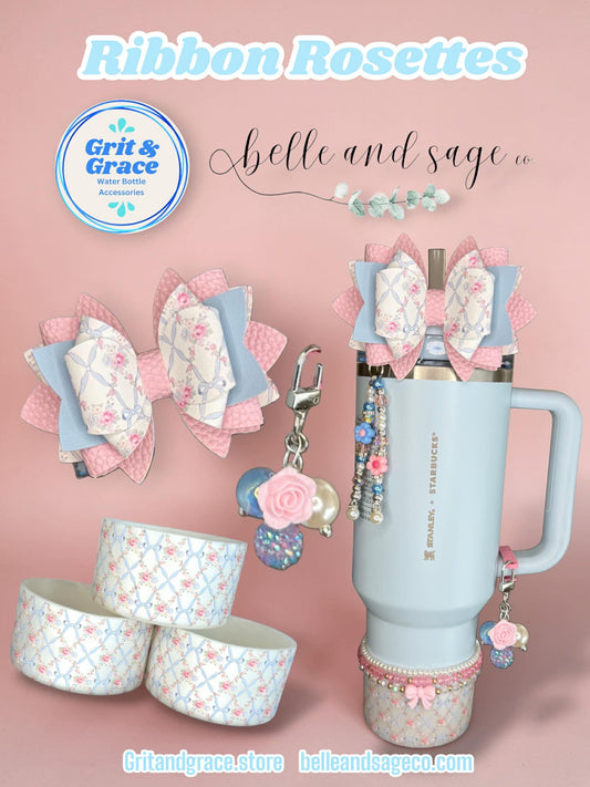 Ribbon Rosettes Collection - Belle and Sage Co. x Grit & Grace - Silicone Tumbler Boot 20-40oz