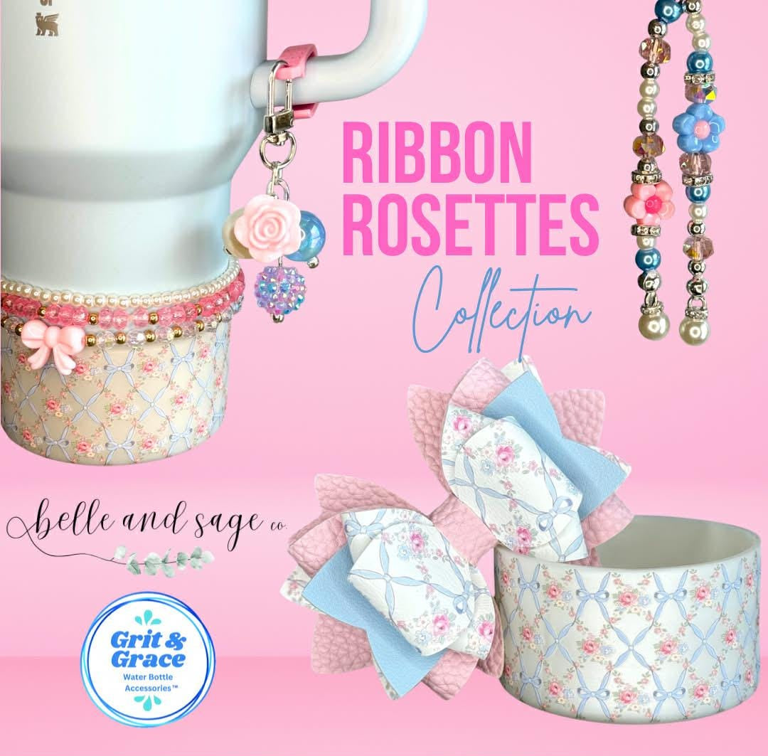 Ribbon Rosettes Collection - Belle and Sage Co. x Grit & Grace - Silicone Tumbler Boot 20-40oz