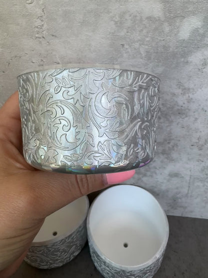 The Baroque Collection - Iridescent Silver Metallic - Silicone Stanley Tumbler Boot 20-40oz